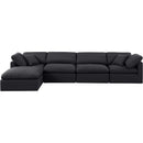 Manufacturer Color_Black -- Indulge 140" Black Linen Textured Fabric Upholstered 5 pc Modular Sectional IMAGE 4