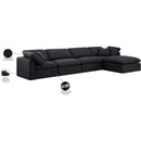  Manufacturer Color_Black -- Indulge 140" Black Linen Textured Fabric Upholstered 5 pc Modular Sectional IMAGE 9