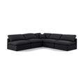  Manufacturer Color_Black -- Indulge 105" Black Linen Textured Fabric Upholstered 5 pc Modular Sectional IMAGE 1