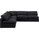  Manufacturer Color_Black -- Indulge 105" Black Linen Textured Fabric Upholstered 5 pc Modular Sectional IMAGE 4