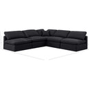  Manufacturer Color_Black -- Indulge 105" Black Linen Textured Fabric Upholstered 5 pc Modular Sectional IMAGE 8