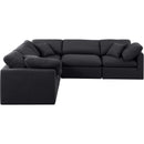  Manufacturer Color_Black -- Indulge 105" Black Linen Textured Fabric Upholstered 5 pc Modular Sectional IMAGE 4