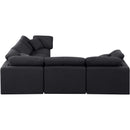  Manufacturer Color_Black -- Indulge 105" Black Linen Textured Fabric Upholstered 5 pc Modular Sectional IMAGE 5