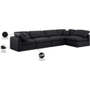  Manufacturer Color_Black -- Indulge 140" Black Linen Textured Fabric Upholstered 5 pc Modular Sectional IMAGE 10