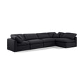  Manufacturer Color_Black -- Indulge 140" Black Linen Textured Fabric Upholstered 5 pc Modular Sectional IMAGE 1