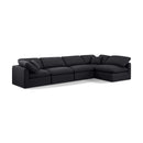  Manufacturer Color_Black -- Indulge 140" Black Linen Textured Fabric Upholstered 5 pc Modular Sectional IMAGE 1