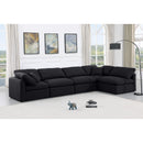  Manufacturer Color_Black -- Indulge 140" Black Linen Textured Fabric Upholstered 5 pc Modular Sectional IMAGE 2