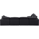  Manufacturer Color_Black -- Indulge 140" Black Linen Textured Fabric Upholstered 5 pc Modular Sectional IMAGE 3
