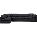  Manufacturer Color_Black -- Indulge 140" Black Linen Textured Fabric Upholstered 5 pc Modular Sectional IMAGE 4