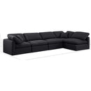  Manufacturer Color_Black -- Indulge 140" Black Linen Textured Fabric Upholstered 5 pc Modular Sectional IMAGE 9