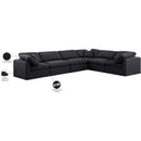  Manufacturer Color_Black -- Indulge 140" Black Linen Textured Fabric Upholstered 6 pc Modular Sectional IMAGE 10
