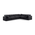  Manufacturer Color_Black -- Indulge 140" Black Linen Textured Fabric Upholstered 6 pc Modular Sectional IMAGE 1