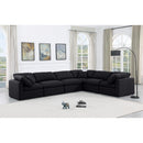  Manufacturer Color_Black -- Indulge 140" Black Linen Textured Fabric Upholstered 6 pc Modular Sectional IMAGE 2