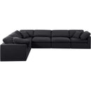  Manufacturer Color_Black -- Indulge 140" Black Linen Textured Fabric Upholstered 6 pc Modular Sectional IMAGE 4