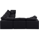  Manufacturer Color_Black -- Indulge 140" Black Linen Textured Fabric Upholstered 6 pc Modular Sectional IMAGE 5