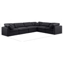  Manufacturer Color_Black -- Indulge 140" Black Linen Textured Fabric Upholstered 6 pc Modular Sectional IMAGE 9