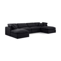  Manufacturer Color_Black -- Indulge 140" Black Linen Textured Fabric Upholstered 6 pc Modular Sectional IMAGE 1