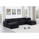  Manufacturer Color_Black -- Indulge 140" Black Linen Textured Fabric Upholstered 6 pc Modular Sectional IMAGE 2