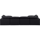  Manufacturer Color_Black -- Indulge 140" Black Linen Textured Fabric Upholstered 6 pc Modular Sectional IMAGE 3