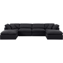  Manufacturer Color_Black -- Indulge 140" Black Linen Textured Fabric Upholstered 6 pc Modular Sectional IMAGE 4