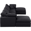  Manufacturer Color_Black -- Indulge 140" Black Linen Textured Fabric Upholstered 6 pc Modular Sectional IMAGE 5