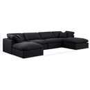  Manufacturer Color_Black -- Indulge 140" Black Linen Textured Fabric Upholstered 6 pc Modular Sectional IMAGE 7