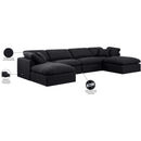  Manufacturer Color_Black -- Indulge 140" Black Linen Textured Fabric Upholstered 6 pc Modular Sectional IMAGE 8