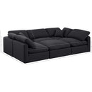  Manufacturer Color_Black -- Indulge 105" Black Linen Textured Fabric Upholstered 6 pc Modular Sectional IMAGE 8