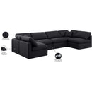  Manufacturer Color_Black -- Indulge 140" Black Linen Textured Fabric Upholstered 6 pc Modular Sectional IMAGE 10
