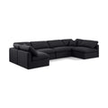  Manufacturer Color_Black -- Indulge 140" Black Linen Textured Fabric Upholstered 6 pc Modular Sectional IMAGE 1