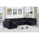  Manufacturer Color_Black -- Indulge 140" Black Linen Textured Fabric Upholstered 6 pc Modular Sectional IMAGE 2