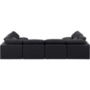  Manufacturer Color_Black -- Indulge 140" Black Linen Textured Fabric Upholstered 6 pc Modular Sectional IMAGE 3