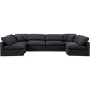  Manufacturer Color_Black -- Indulge 140" Black Linen Textured Fabric Upholstered 6 pc Modular Sectional IMAGE 4