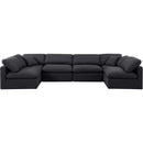 Meridian Indulge Black Linen Textured Fabric Modular Sectional IMAGE 4