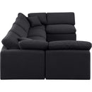  Manufacturer Color_Black -- Indulge 140" Black Linen Textured Fabric Upholstered 6 pc Modular Sectional IMAGE 5