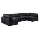  Manufacturer Color_Black -- Indulge 140" Black Linen Textured Fabric Upholstered 6 pc Modular Sectional IMAGE 9