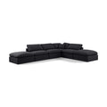  Manufacturer Color_Black -- Indulge 140" Black Linen Textured Fabric Upholstered 6 pc Modular Sectional IMAGE 1