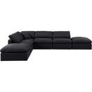  Manufacturer Color_Black -- Indulge 140" Black Linen Textured Fabric Upholstered 6 pc Modular Sectional IMAGE 4