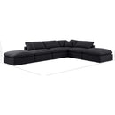 Manufacturer Color_Black -- Indulge 140" Black Linen Textured Fabric Upholstered 6 pc Modular Sectional IMAGE 8