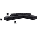  Meridian Indulge 140" Black Linen Textured Fabric Upholstered 6 pc Modular Sectional IMAGE 9