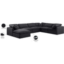  Manufacturer Color_Black -- Indulge 140" Black Linen Textured Fabric Upholstered 7 pc Modular Sectional IMAGE 10
