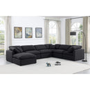  Manufacturer Color_Black -- Indulge 140" Black Linen Textured Fabric Upholstered 7 pc Modular Sectional IMAGE 2