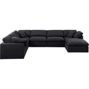  Manufacturer Color_Black -- Indulge 140" Black Linen Textured Fabric Upholstered 7 pc Modular Sectional IMAGE 4
