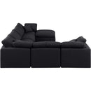  Manufacturer Color_Black -- Indulge 140" Black Linen Textured Fabric Upholstered 7 pc Modular Sectional IMAGE 5