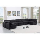  Manufacturer Color_Black -- Indulge 175" Black Linen Textured Fabric Upholstered 7 pc Modular Sectional IMAGE 2
