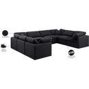Meridian Indulge Black Linen Textured Fabric Modular Sectional IMAGE 10