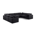  Manufacturer Color_Black -- Indulge 140" Black Linen Textured Fabric Upholstered 8 pc Modular Sectional IMAGE 1