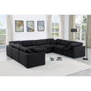  Manufacturer Color_Black -- Indulge 140" Black Linen Textured Fabric Upholstered 8 pc Modular Sectional IMAGE 2