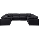  Manufacturer Color_Black -- Indulge 140" Black Linen Textured Fabric Upholstered 8 pc Modular Sectional IMAGE 4
