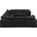  Manufacturer Color_Black -- Indulge 140" Black Linen Textured Fabric Upholstered 8 pc Modular Sectional IMAGE 5
